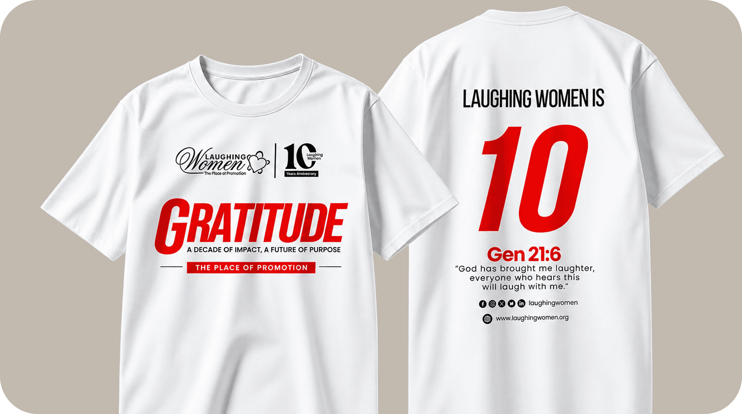 Front and back of the Gratitude Anniversary T-shirt